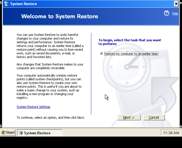 System Restore Xp Vista